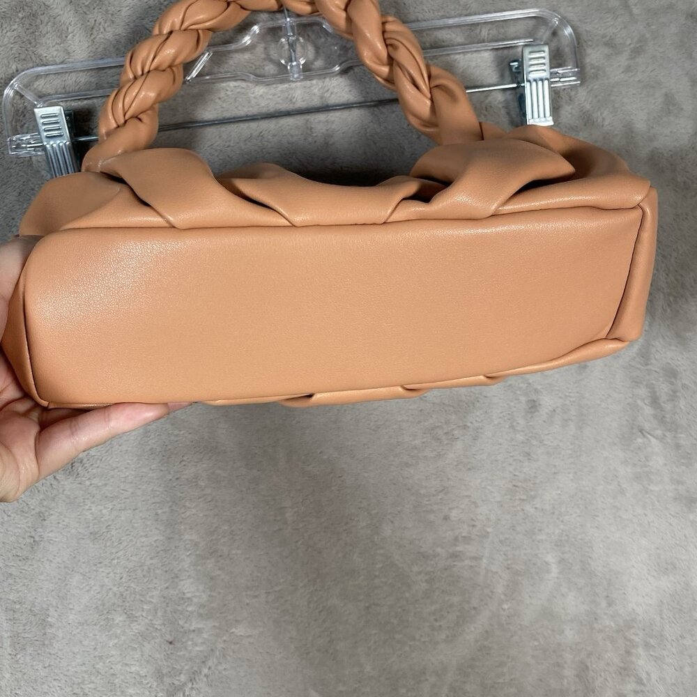 Mango Twisted Strap Baguette Bag Small Underarm Shoulder Bag Zipper Closure - Picture 8 of 14